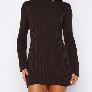 NWT White Fox Boutique Chocolate Long Sleeve Knit Dress